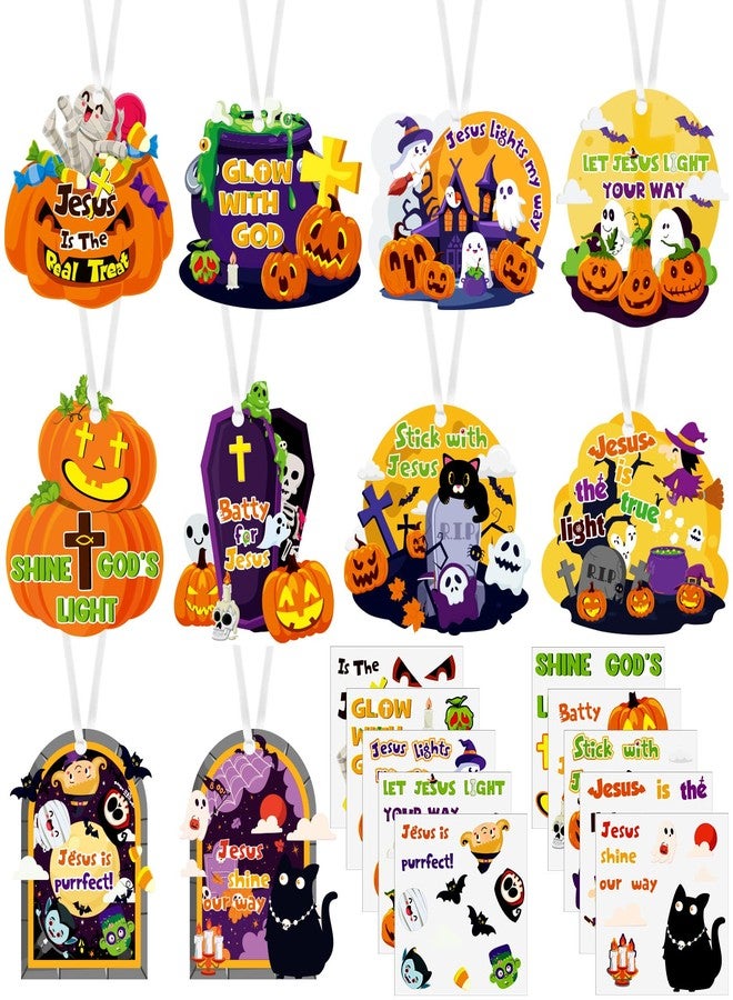 Resholder 30 Sets Halloween Craft Kit Fall Cross Christian Pumpkin Crafts Religious Halloween Sticker Bible DIY Jesus Hanging Ornaments for Sunday School Classroom Home Halloween Party Favors - Image 1